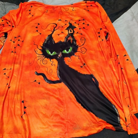 Orange Blouse with Black Cat Design - Picture 6 of 8